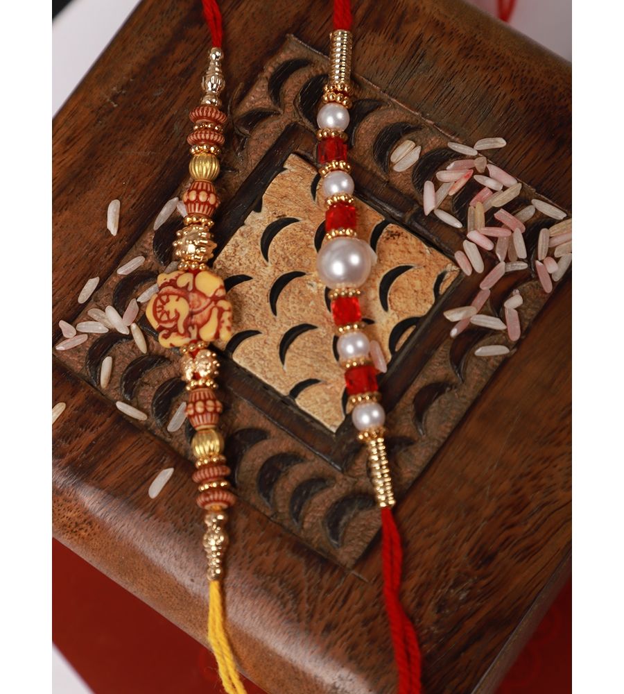 YouBella 2 Rakhi and 2 Greeting Card Combo for Brother, Rakhi Gift for Brother/bhaiyya/bhai (Style 1)